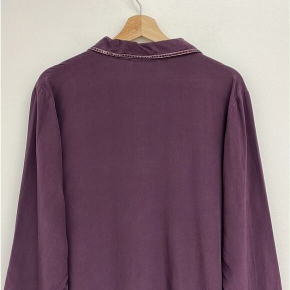 Freeport Studio 100% Silk Velvet Trim Oversized Artsy Button-Down Blouse - Med - Picture 4 of 9